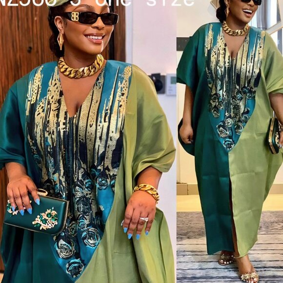 Ladies free- Agbada Dress three colors to choose from- one size fits most, made - Picture 3 of 8